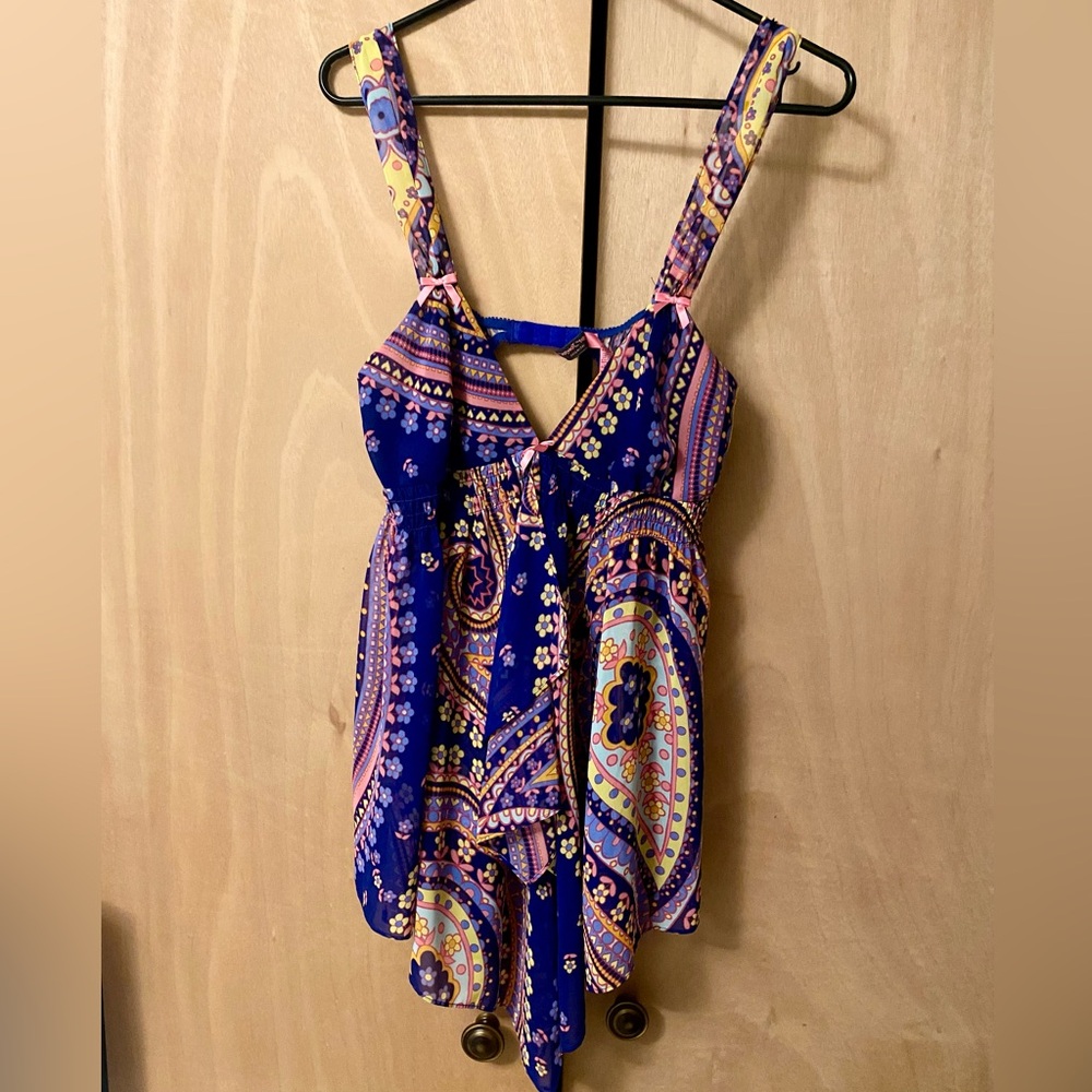 BETSEY JOHNSON INTIMATES Womens Blue Nightie Coverup Mod Retro Size Medium